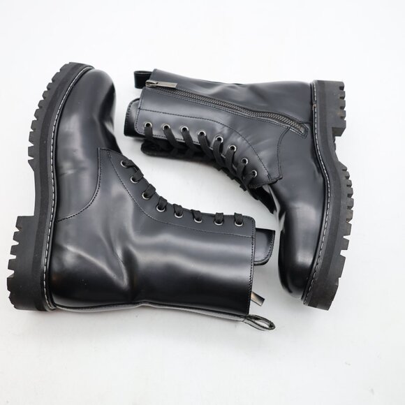 Thursday Boot Co. Everyday Combat Boots Women's Size 8.5 Black Leather Zip Side - Picture 7 of 10